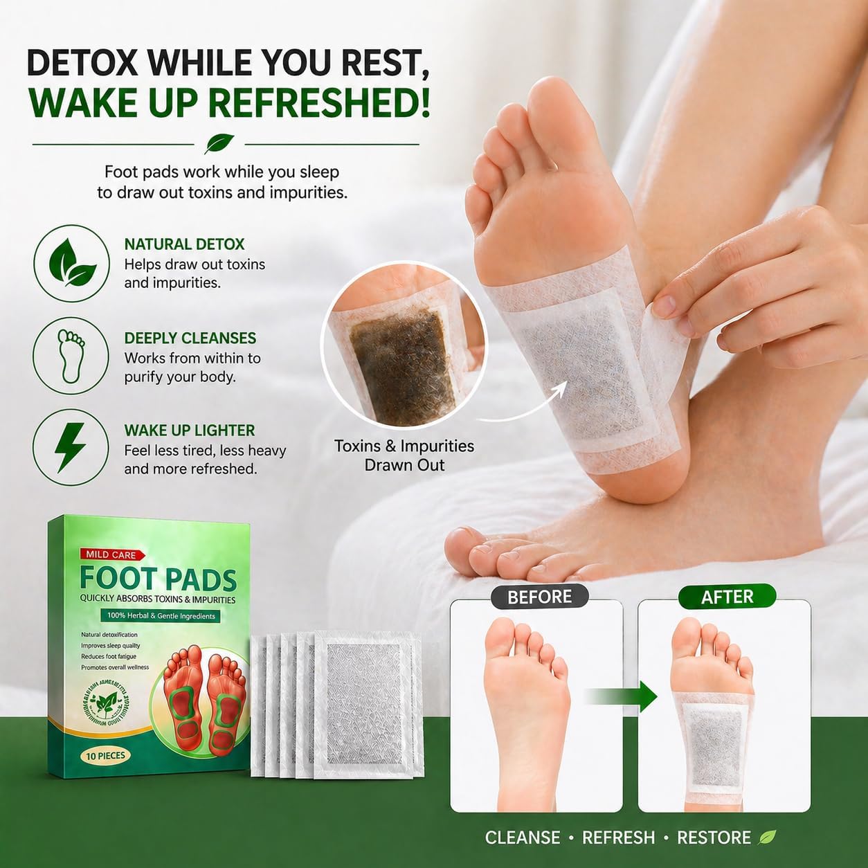 Herbal Foot Pads for Natural Detox & Sleep Support