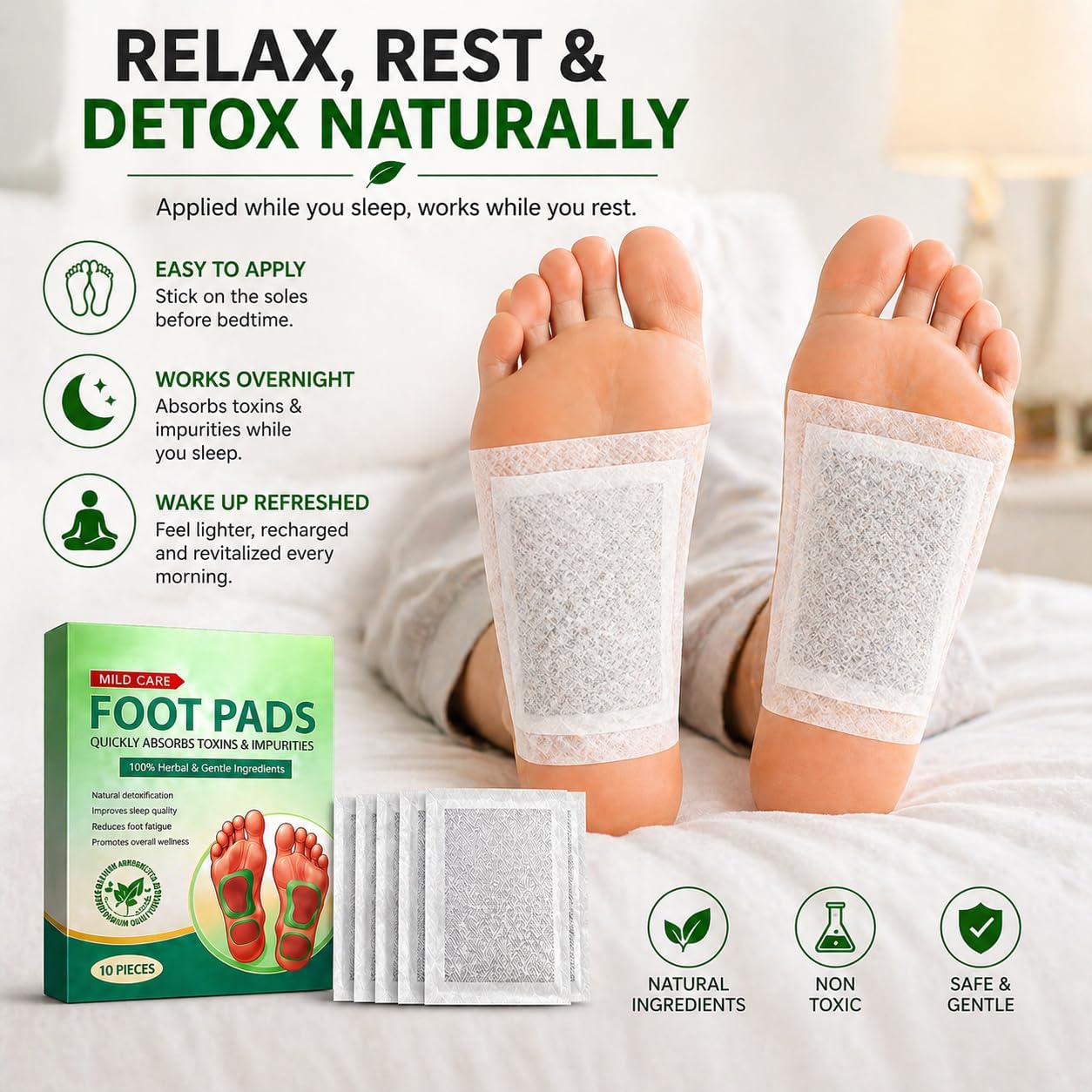 Herbal Foot Pads for Natural Detox & Sleep Support