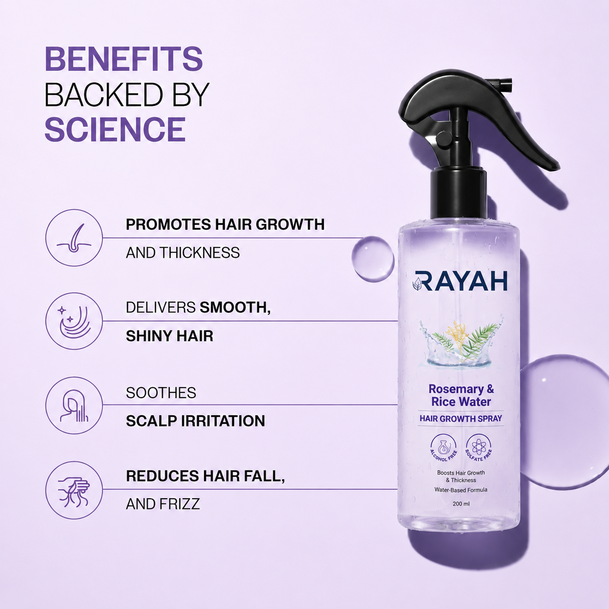 Rosemary & Rice Water Hair Growth Spray for Hair Growth & Thickness - 200 ml
